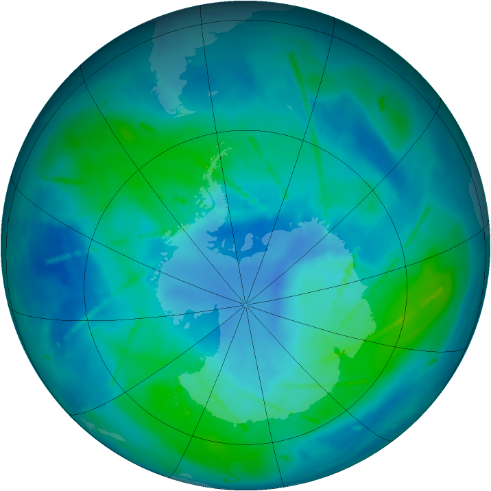 Antarctic ozone map for 28 February 2011